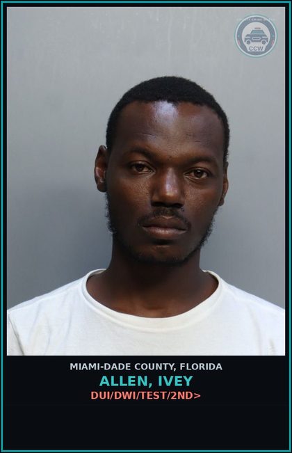 CCW arrest card for ALLEN, IVEY in Miami-Dade County: DUI/DWI/TEST/2ND>