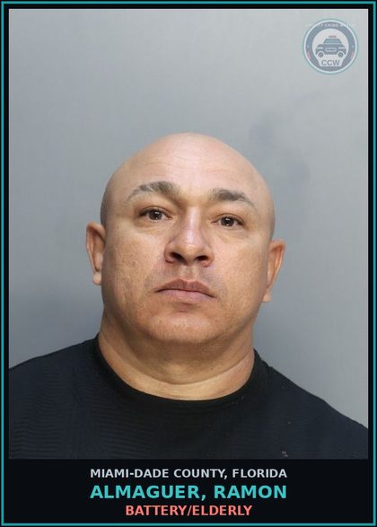 CCW arrest card for ALMAGUER, RAMON in Miami-Dade County: BATTERY/ELDERLY