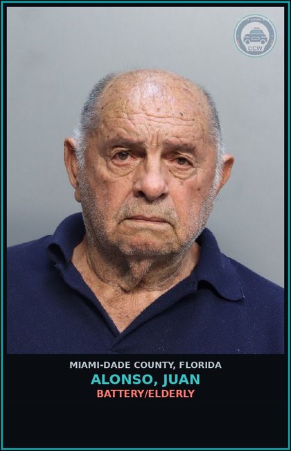 CCW arrest card for ALONSO, JUAN in Miami-Dade County: BATTERY/ELDERLY