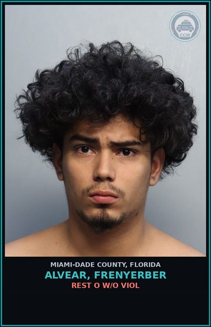 CCW arrest card for ALVEAR, FRENYERBER in Miami-Dade County: REST O W/O VIOL