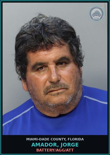 CCW arrest card for AMADOR, JORGE in Miami-Dade County: BATTERY/AGG/ATT