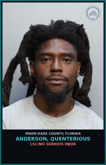 CCW arrest card for ANDERSON, QUENTERIOUS in Miami-Dade County: LSC/NO SERIOUS INJUR