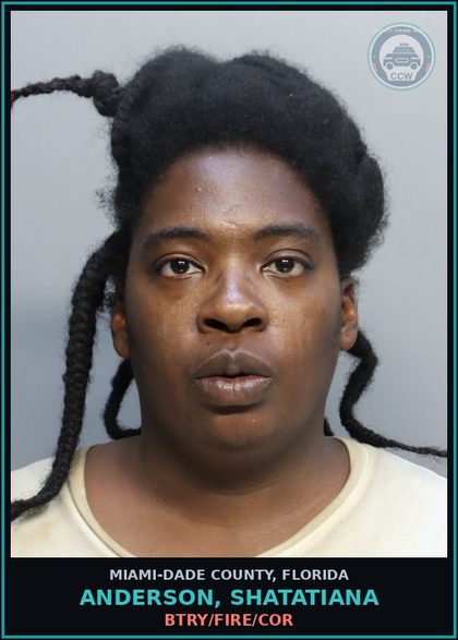 CCW arrest card for ANDERSON, SHATATIANA in Miami-Dade County: BTRY/FIRE/COR