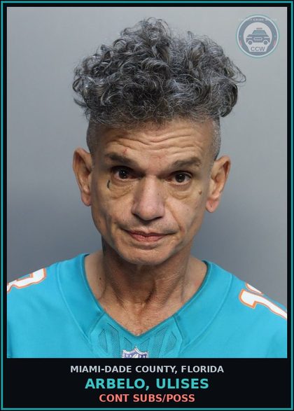CCW arrest card for ARBELO, ULISES in Miami-Dade County: CONT SUBS/POSS