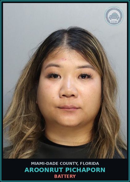 CCW arrest card for AROONRUT PICHAPORN in Miami-Dade County: BATTERY