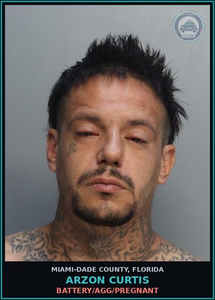 CCW arrest card for ARZON CURTIS in Miami-Dade County: BATTERY/AGG/PREGNANT