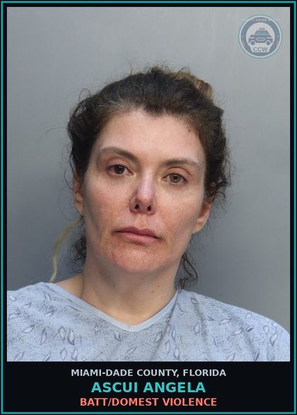CCW arrest card for ASCUI ANGELA in Miami-Dade County: BATT/DOMEST VIOLENCE