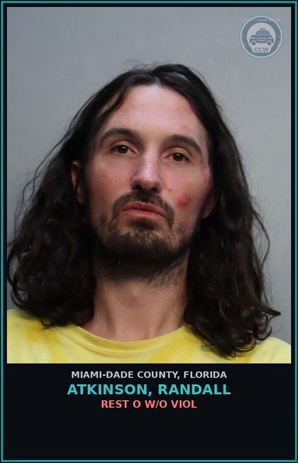 CCW arrest card for ATKINSON, RANDALL in Miami-Dade County: REST O W/O VIOL