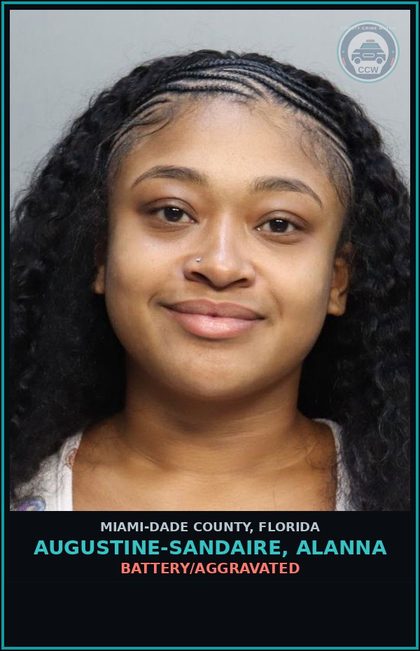 CCW arrest card for AUGUSTINE-SANDAIRE, ALANNA in Miami-Dade County: FALSE IMPRISONMENT