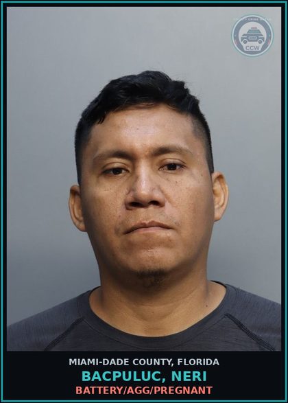 CCW arrest card for BACPULUC, NERI in Miami-Dade County: BATTERY/AGG/PREGNANT