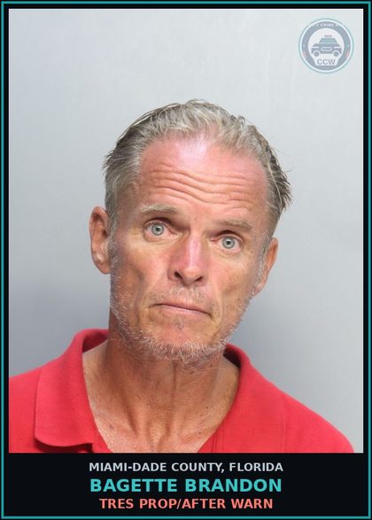 CCW arrest card for BAGETTE BRANDON in Miami-Dade County: TRES PROP/AFTER WARN