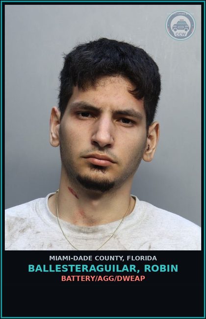 CCW arrest card for BALLESTERAGUILAR, ROBIN in Miami-Dade County: BATTERY/AGG/DWEAP