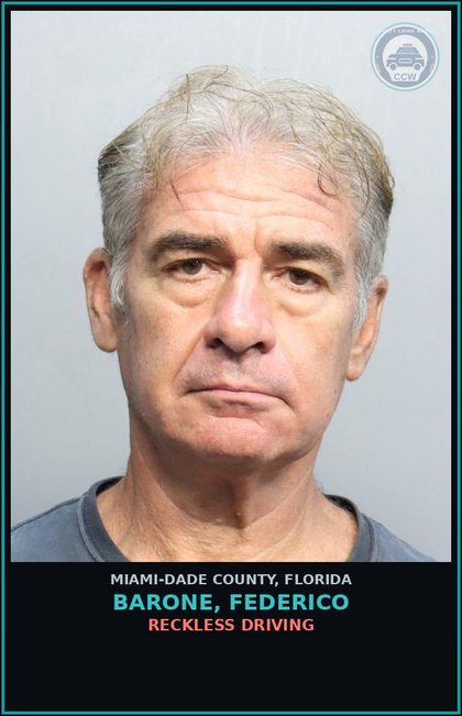 CCW arrest card for BARONE, FEDERICO in Miami-Dade County: RECKLESS DRIVING