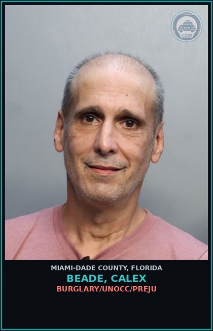 CCW arrest card for BEADE, CALEX in Miami-Dade County: CONT SUBS/POSS