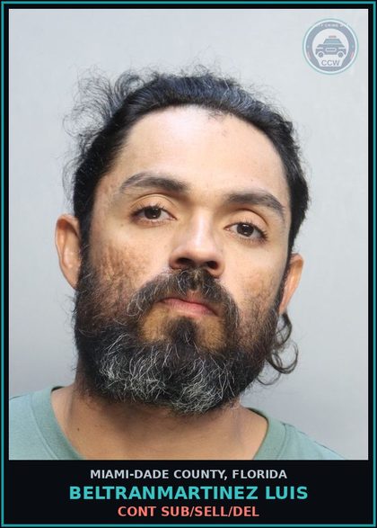CCW arrest card for BELTRANMARTINEZ LUIS in Miami-Dade County: CONT SUB/SELL/DEL