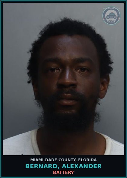 CCW arrest card for BERNARD, ALEXANDER in Miami-Dade County: BATTERY