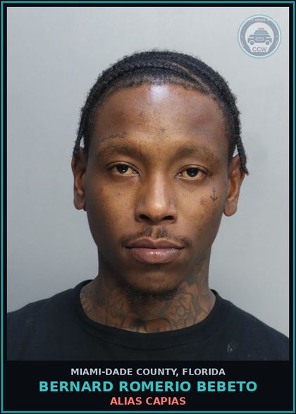 CCW arrest card for BERNARD ROMERIO  BEBETO in Miami-Dade County: ALIAS CAPIAS