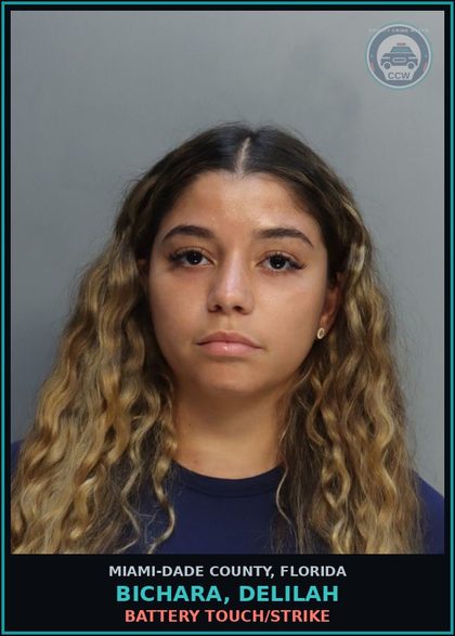 CCW arrest card for BICHARA, DELILAH in Miami-Dade County: BATTERY TOUCH/STRIKE