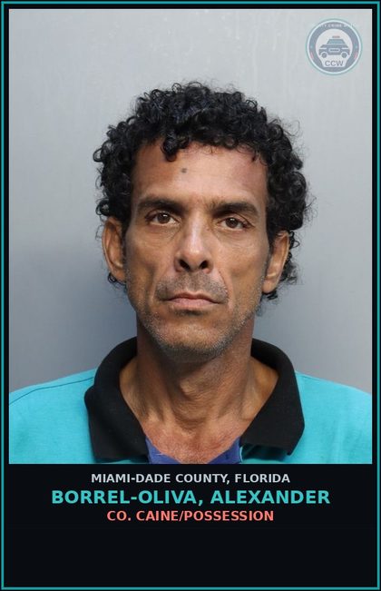 CCW arrest card for BORREL-OLIVA, ALEXANDER in Miami-Dade County: COCAINE/POSSESSION