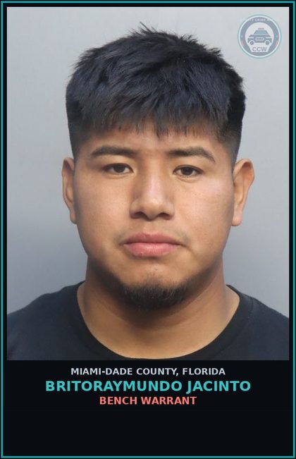 CCW arrest card for BRITORAYMUNDO JACINTO in Miami-Dade County: BENCH WARRANT