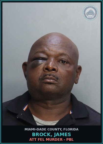 CCW arrest card for BROCK, JAMES in Miami-Dade County: ATT FEL MURDER - PBL