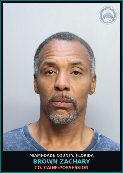 CCW arrest card for BROWN ZACHARY in Miami-Dade County: Co. Caine/POSSESSION