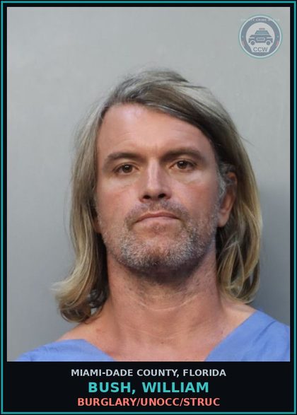 CCW arrest card for BUSH, WILLIAM in Miami-Dade County: BURGLARY/UNOCC/STRUC