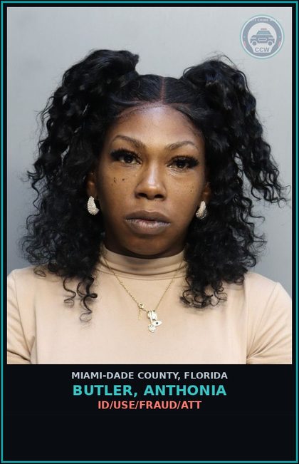 CCW arrest card for BUTLER, ANTHONIA in Miami-Dade County: ID/USE/FRAUD/ATT