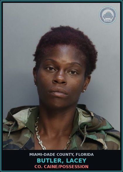 CCW arrest card for BUTLER, LACEY in Miami-Dade County: COCAINE/POSSESSION