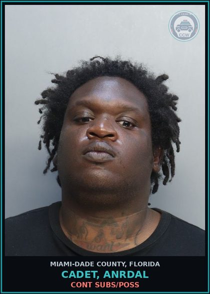 CCW arrest card for CADET, ANRDAL in Miami-Dade County: CONT SUBS/POSS