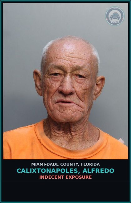 CCW arrest card for CALIXTONAPOLES, ALFREDO in Miami-Dade County: INDECENT EXPOSURE