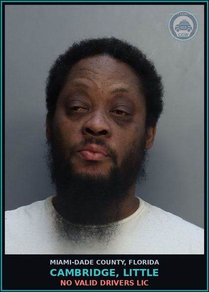 CCW arrest card for CAMBRIDGE, LITTLE in Miami-Dade County: NO VALID DRIVERS LIC