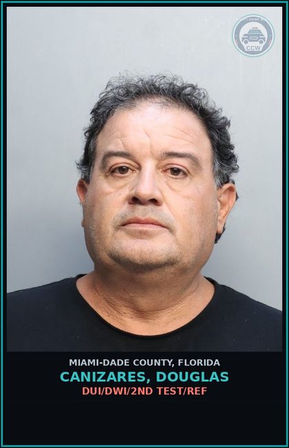 CCW arrest card for CANIZARES, DOUGLAS in Miami-Dade County: DUI/DWI/2ND TEST/REF