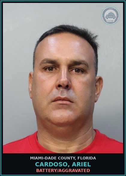 CCW arrest card for CARDOSO, ARIEL in Miami-Dade County: BATTERY/AGGRAVATED