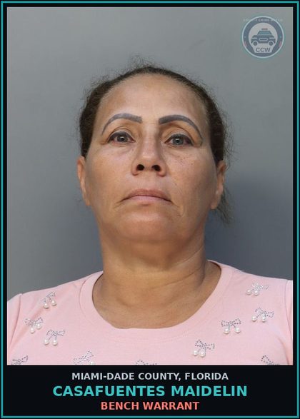 CCW arrest card for CASAFUENTES MAIDELIN in Miami-Dade County: BENCH WARRANT