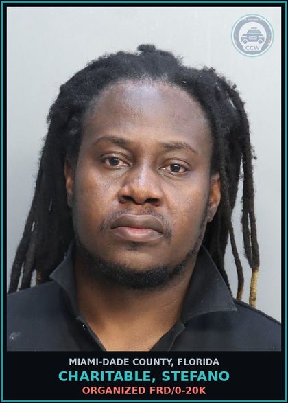 CCW arrest card for CHARITABLE, STEFANO in Miami-Dade County: ORGANIZED FRD/0-20K