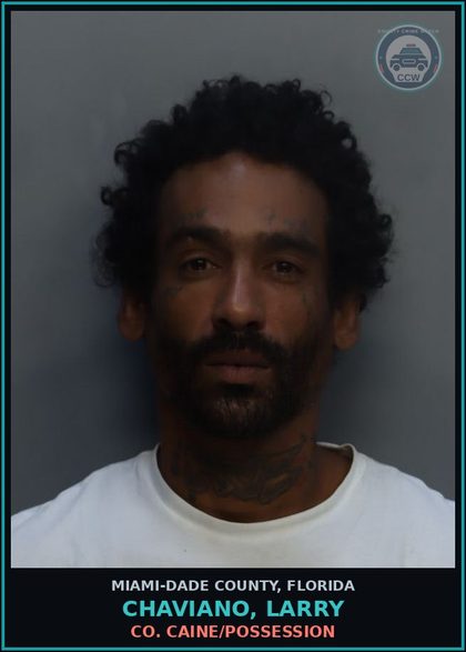 CCW arrest card for CHAVIANO, LARRY in Miami-Dade County: COCAINE/POSSESSION