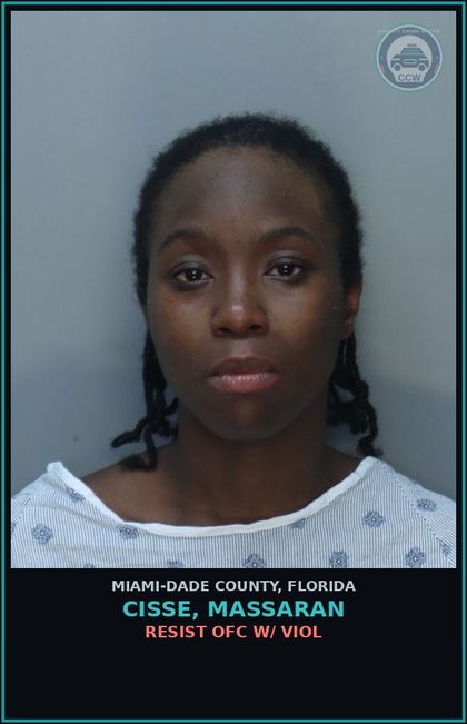 CCW arrest card for CISSE, MASSARAN in Miami-Dade County: RESIST OFC W/ VIOL