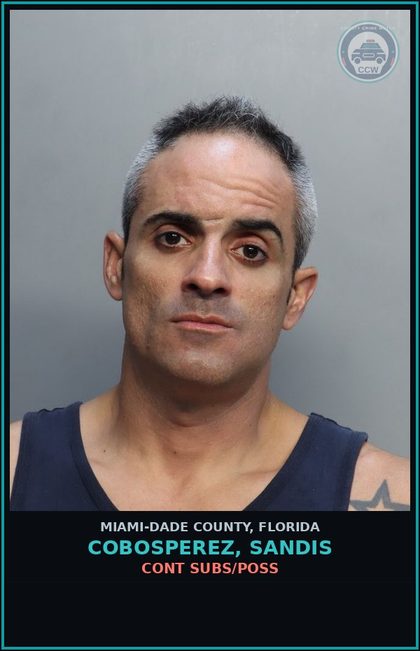 CCW arrest card for COBOSPEREZ, SANDIS in Miami-Dade County: CONT SUBS/POSS