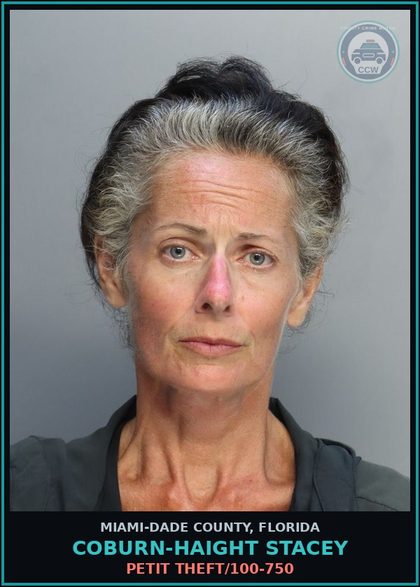 CCW arrest card for COBURN-HAIGHT STACEY in Miami-Dade County: BURG/UNOCC DWEL/PREJ