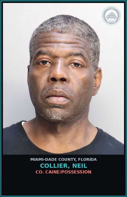 CCW arrest card for COLLIER, NEIL in Miami-Dade County: COCAINE/POSSESSION