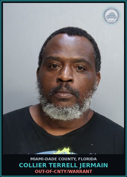 CCW arrest card for COLLIER TERRELL  JERMAIN in Miami-Dade County: OUT-OF-CNTY/WARRANT