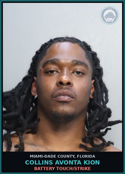 CCW arrest card for COLLINS AVONTA  KION in Miami-Dade County: BATTERY TOUCH/STRIKE