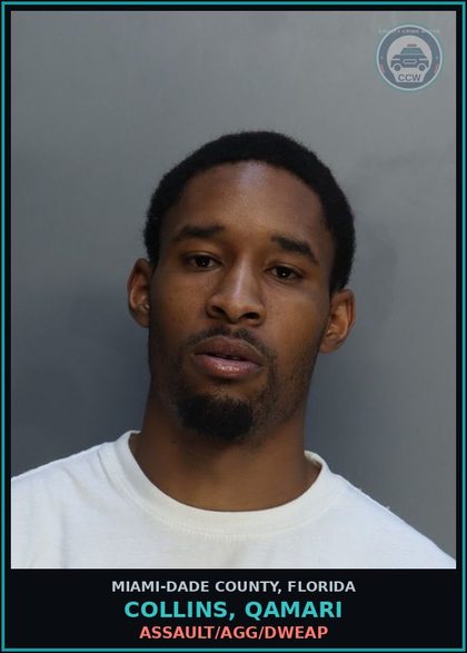 CCW arrest card for COLLINS, QAMARI in Miami-Dade County: ASSAULT/AGG/DWEAP