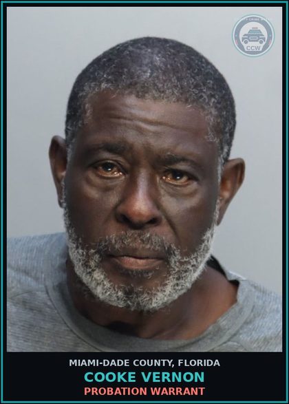 CCW arrest card for COOKE VERNON in Miami-Dade County: PROBATION WARRANT