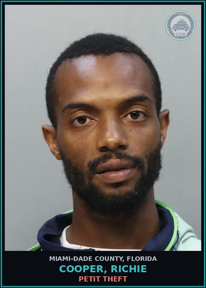 CCW arrest card for COOPER, RICHIE in Miami-Dade County: PETIT THEFT