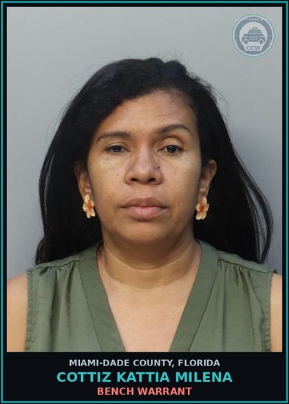 CCW arrest card for COTTIZ KATTIA  MILENA in Miami-Dade County: BENCH WARRANT