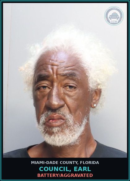 CCW arrest card for COUNCIL, EARL in Miami-Dade County: BATTERY/AGGRAVATED