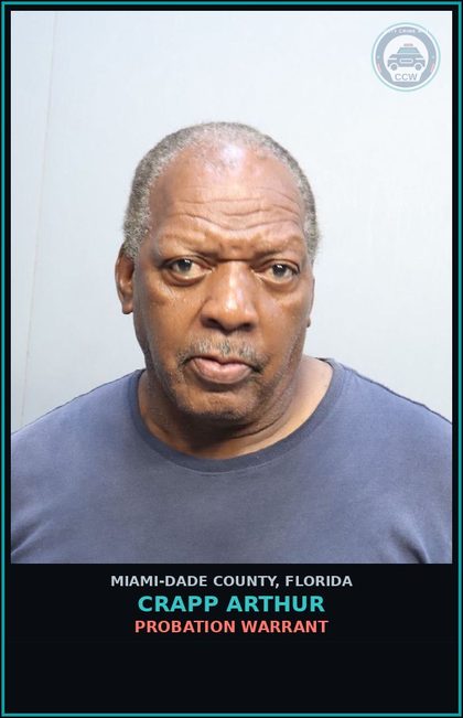 CCW arrest card for CRAPP ARTHUR in Miami-Dade County: PROBATION WARRANT