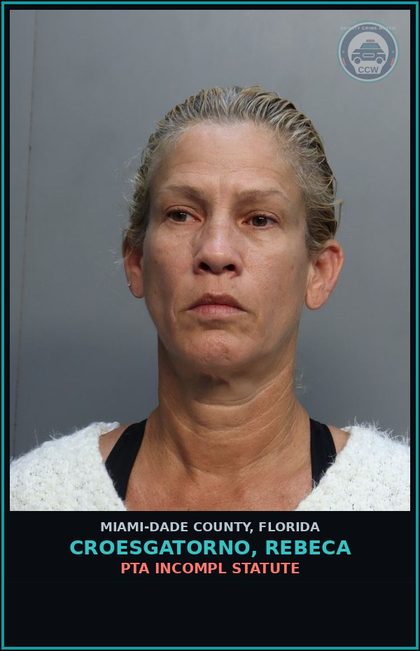 CCW arrest card for CROESGATORNO, REBECA in Miami-Dade County: PTA INCOMPL STATUTE